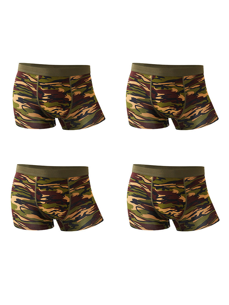 4 Pack Men's Breathable Recycled-Fiber Camo Trunks