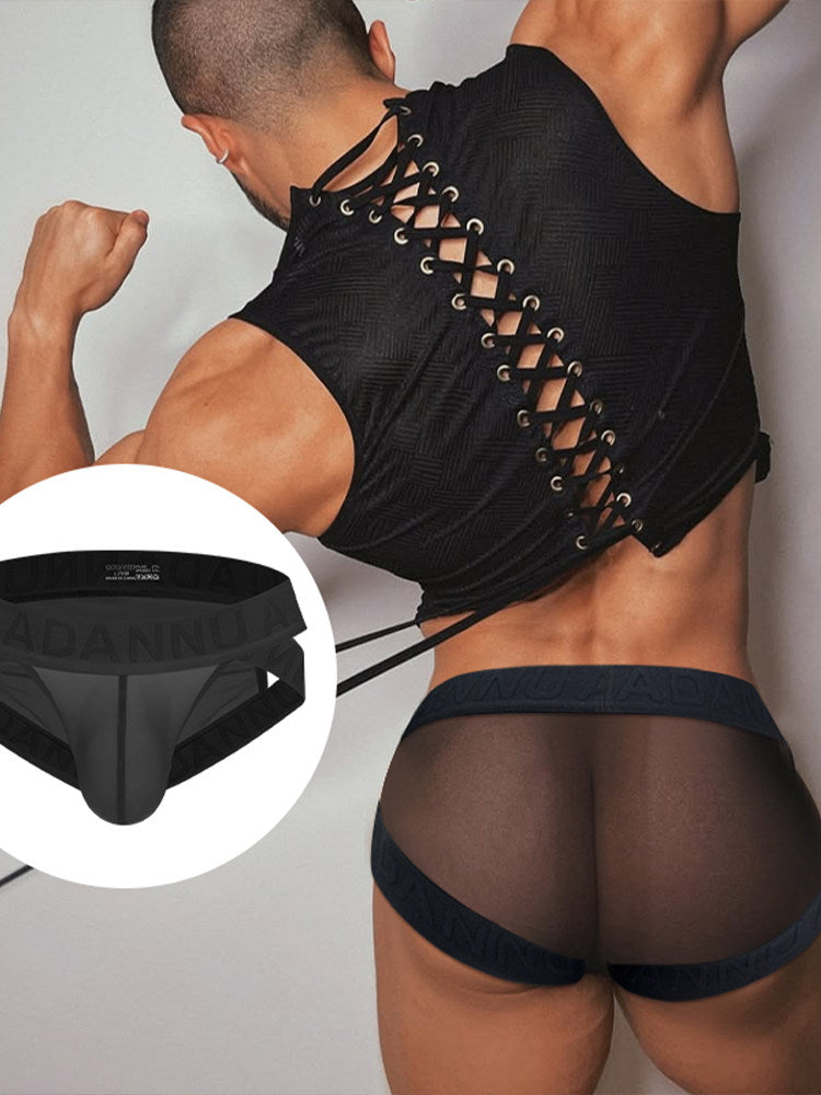 2 Pack Men's Sexy Odor-Control Stretch Fit Semi-Transparent Sporty Cut Bikini