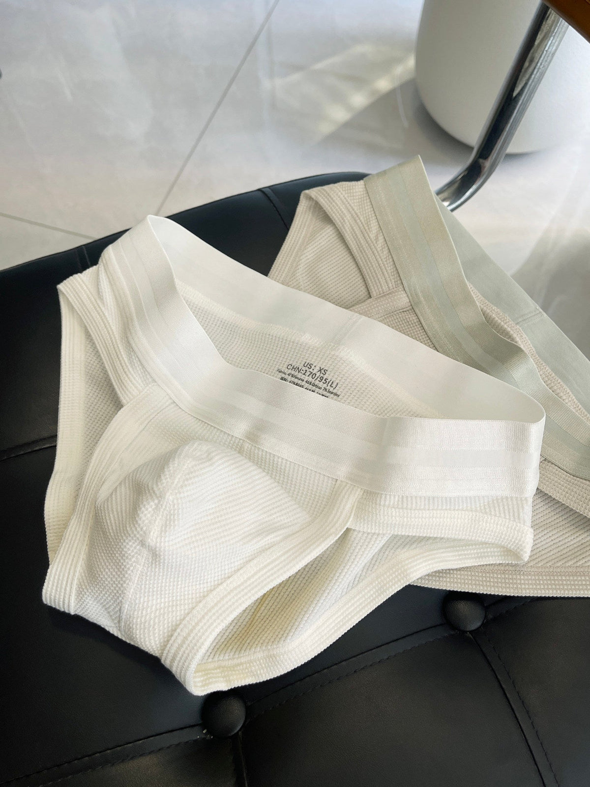 Men's Soft Cotton Blend Waffle Briefs with Separate Pouch and High-Leg Cut