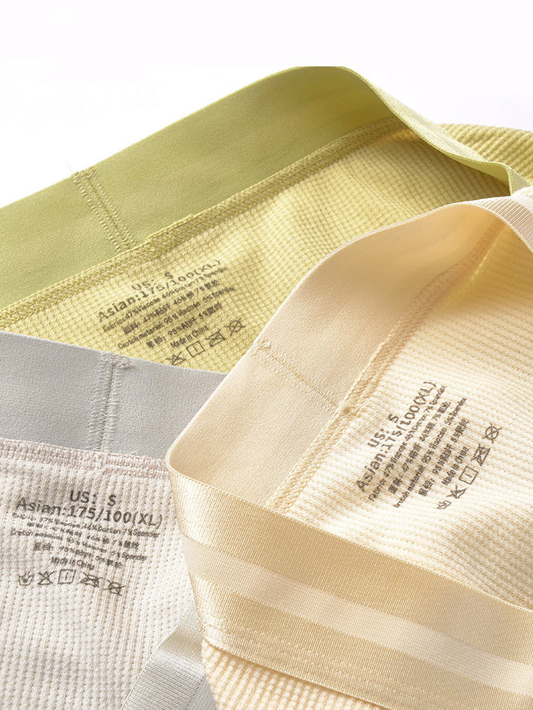 Men's Soft Cotton Blend Waffle Briefs with Separate Pouch and High-Leg Cut