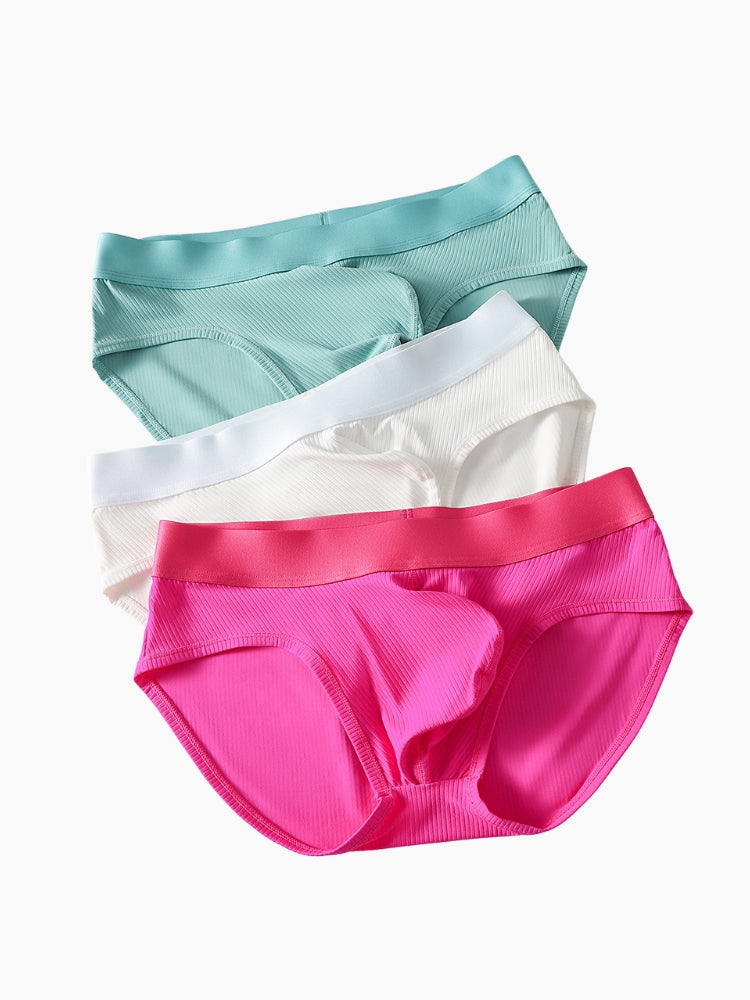 3 Pack Men's Solid Color Large U-Pouch Sporty Cut Odor-Resistant Soft Briefs