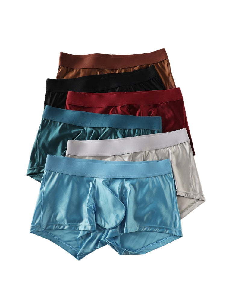Men's Wide Elastic Waistband Solid Color Enhancing Pouch Trunks