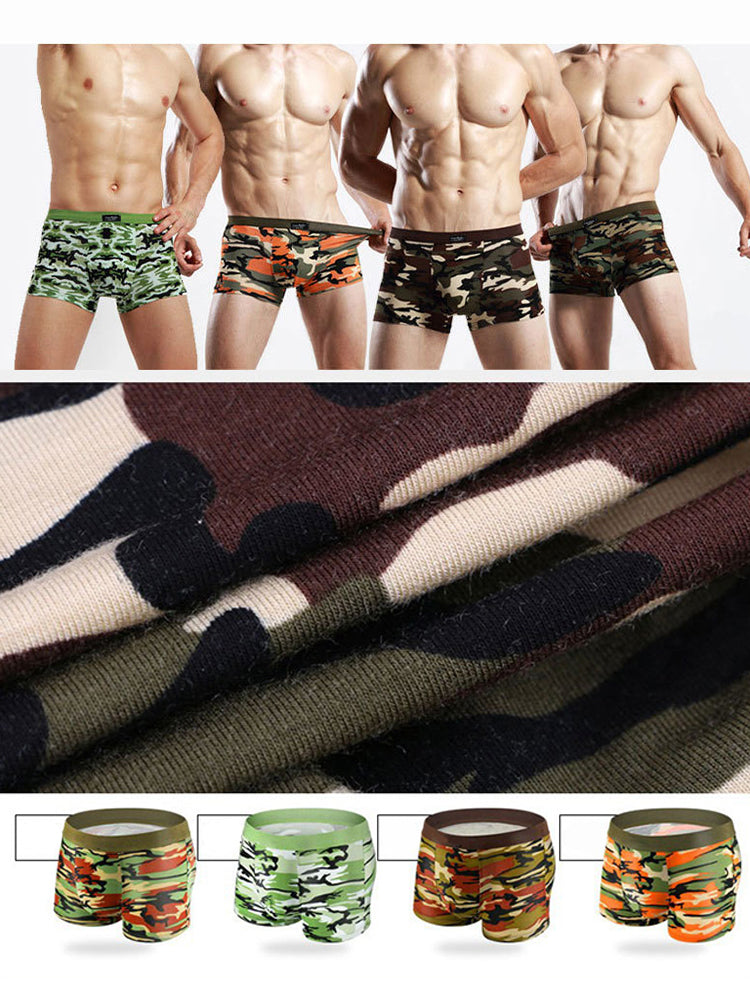 4 Pack Men's Breathable Recycled-Fiber Camo Trunks