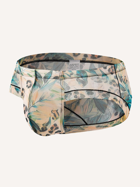 3 Pack Men's Ice-Silk Leopard Mesh Support Pouch Briefs
