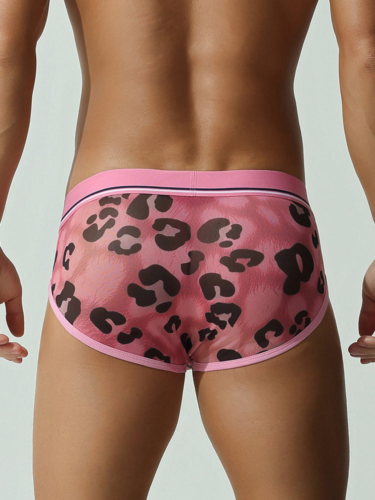 2 Pack Men's Leopard print Sexy Anti-Chafing Comfy Waistband Sporty Cut Bikini