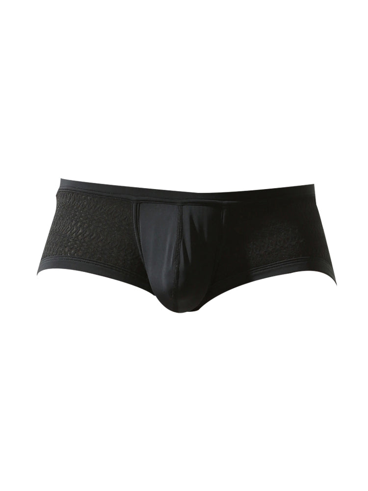 2 Pack Men's Sexy Semi-Sheer Lace Mesh Trunks with Contoured U-Pouch