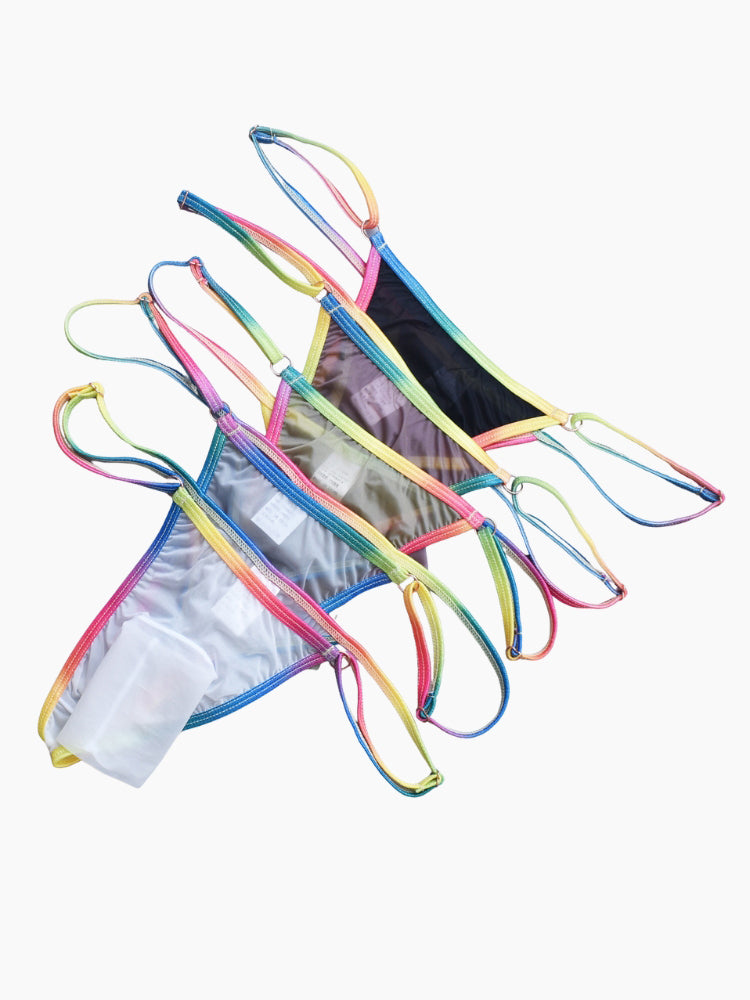 3 Pack Men's Ultra-Thin Sexy Smooth Breathable Contrast Waistband Strings