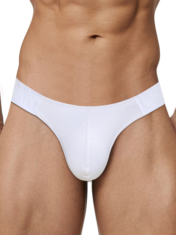 2 Pack Men's Low-Rise High-Cut Ribbed Cotton Bikini