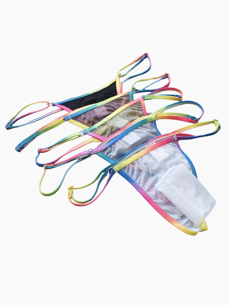 3 Pack Men's Ultra-Thin Sexy Smooth Breathable Contrast Waistband Strings