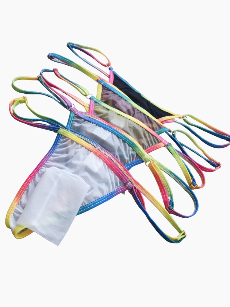 3 Pack Men's Ultra-Thin Sexy Smooth Breathable Contrast Waistband Strings