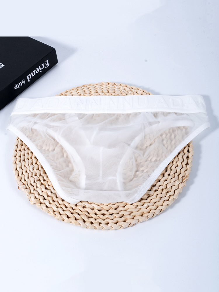 Men's Stretch Solid Color Sexy Crotch Single-Layer Briefs with Support Ring