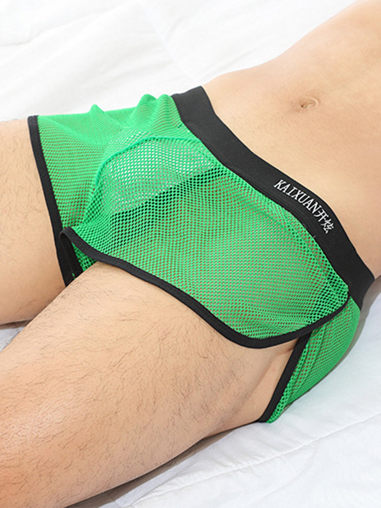 2 Pack Men's Mesh Breathable Solid Color Low-Rise Quick-Dry Fabric Boxers