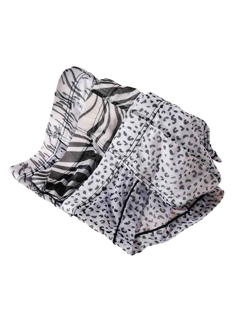 3 Pack Men's Ice-Silk Leopard Mesh Support Pouch Briefs