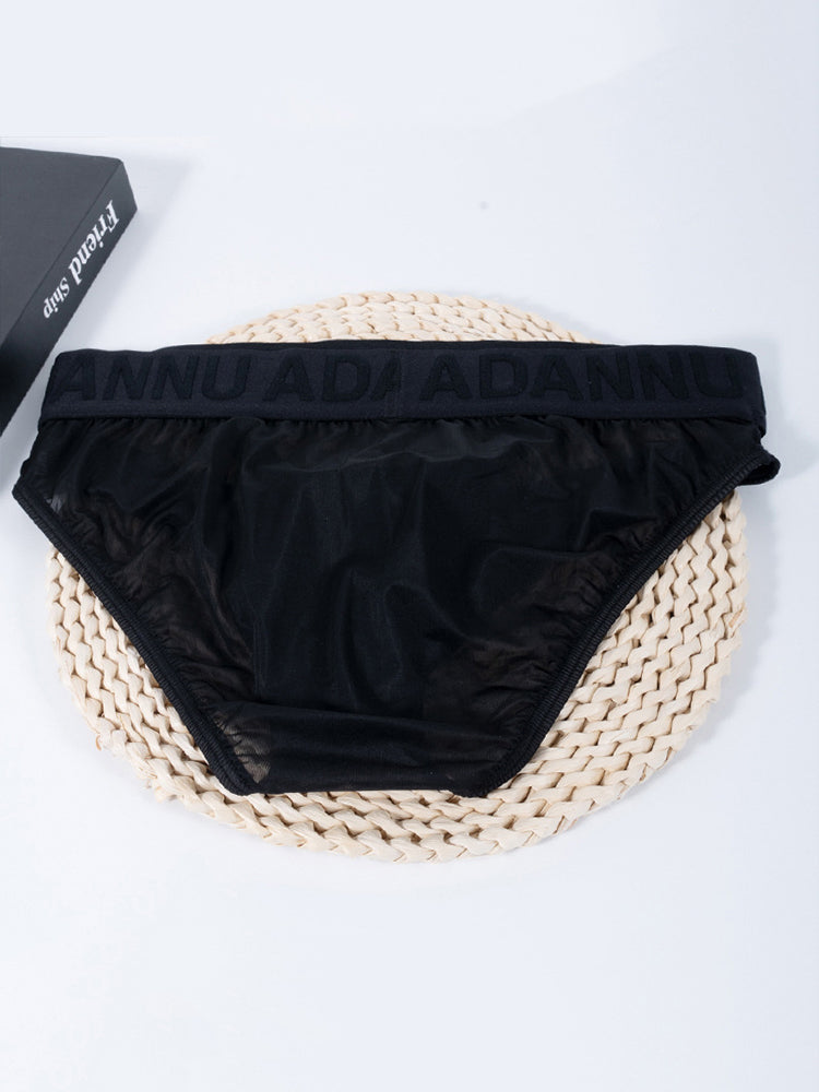Men's Stretch Solid Color Sexy Crotch Single-Layer Briefs with Support Ring