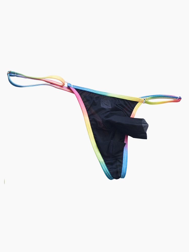 3 Pack Men's Ultra-Thin Sexy Smooth Breathable Contrast Waistband Strings