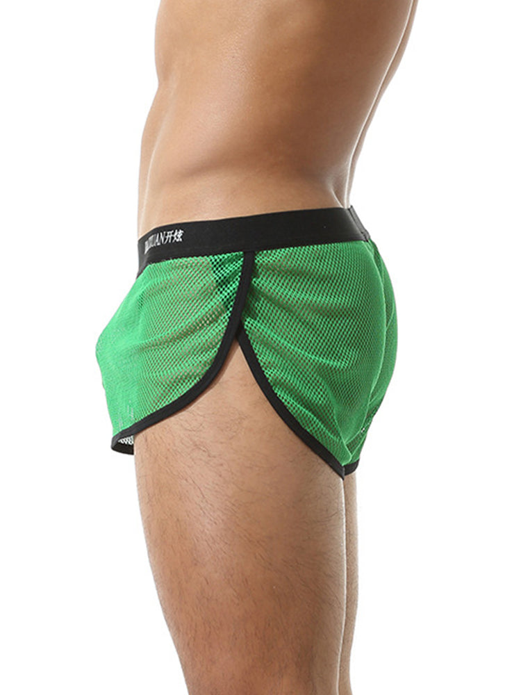 2 Pack Men's Mesh Breathable Solid Color Low-Rise Quick-Dry Fabric Boxers