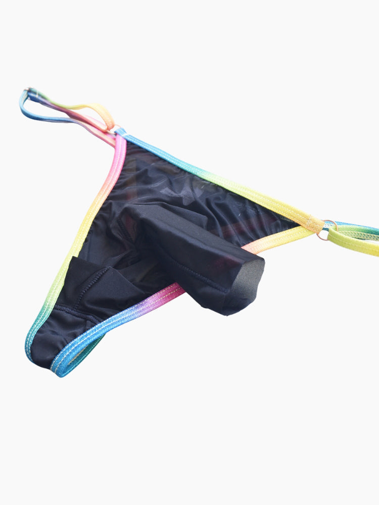 3 Pack Men's Ultra-Thin Sexy Smooth Breathable Contrast Waistband Strings