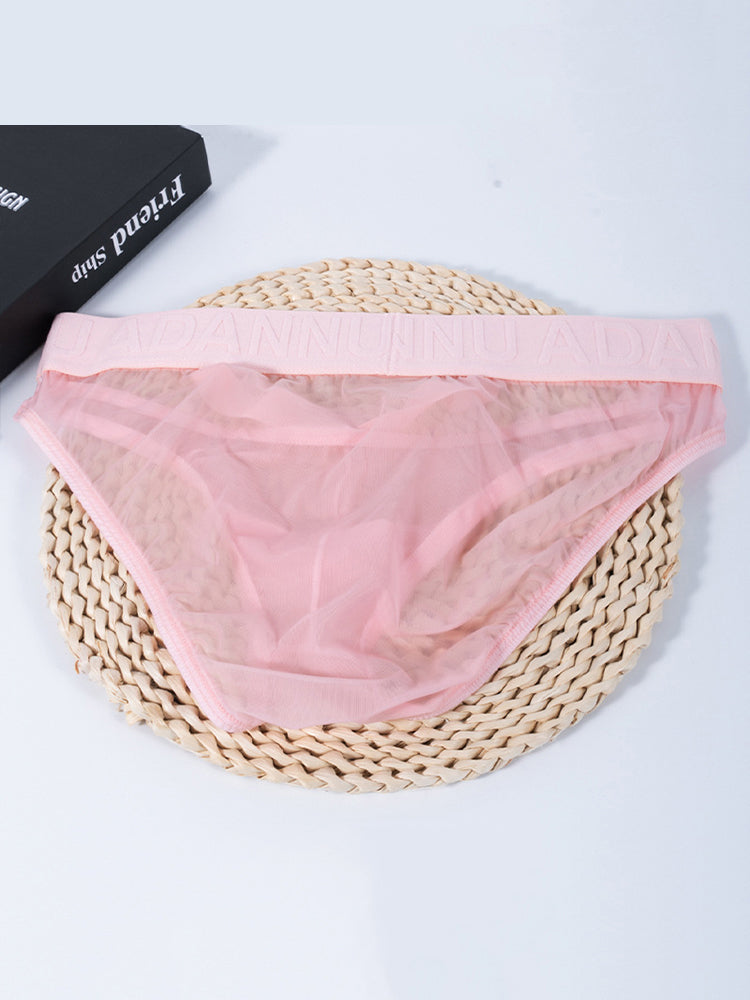 Men's Stretch Solid Color Sexy Crotch Single-Layer Briefs with Support Ring