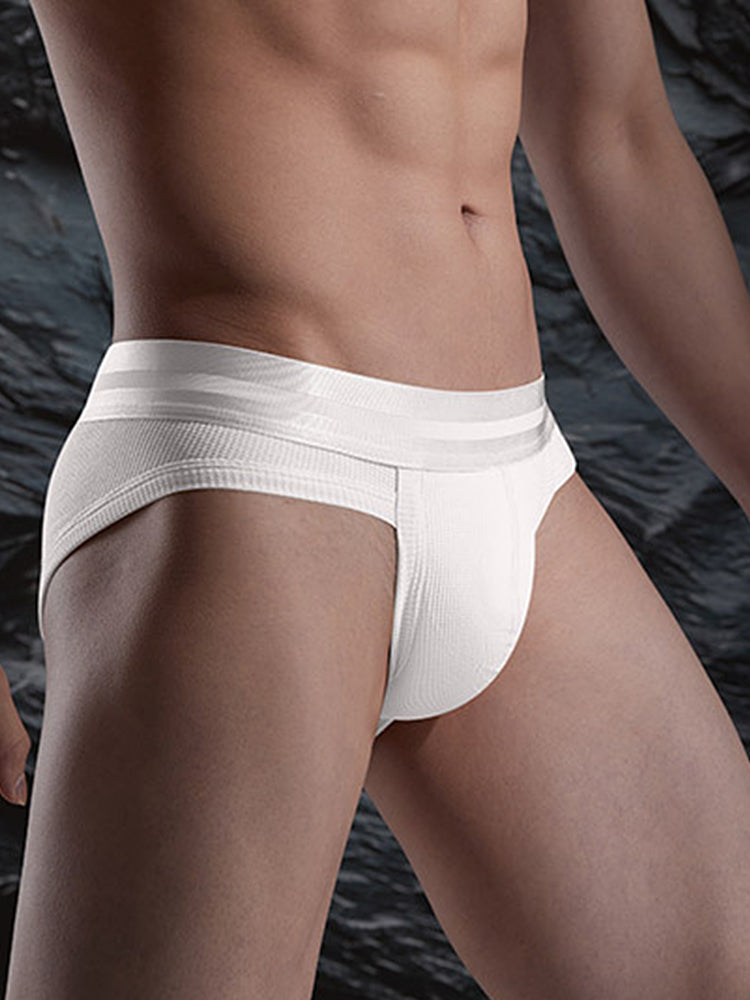 Men's Soft Cotton Blend Waffle Briefs with Separate Pouch and High-Leg Cut