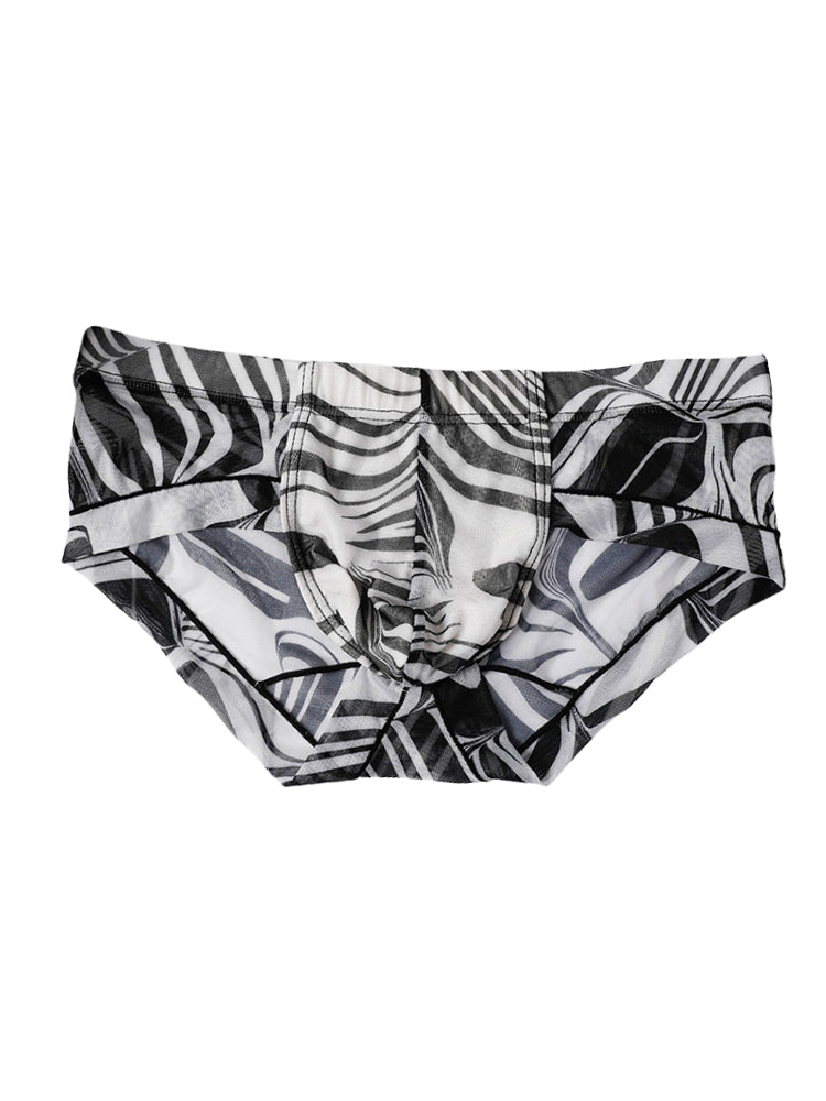 3 Pack Men's Ice-Silk Leopard Mesh Support Pouch Briefs