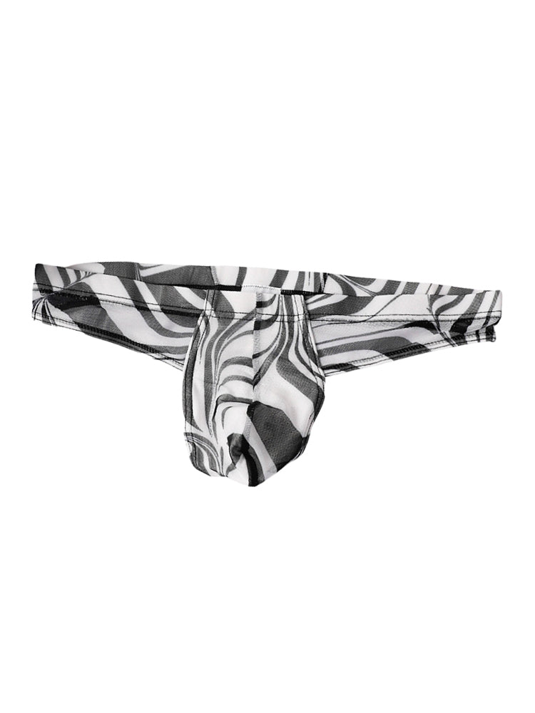 3 Pack Men's Ice-Silk Leopard Mesh Thong with Double-Lined Crotch