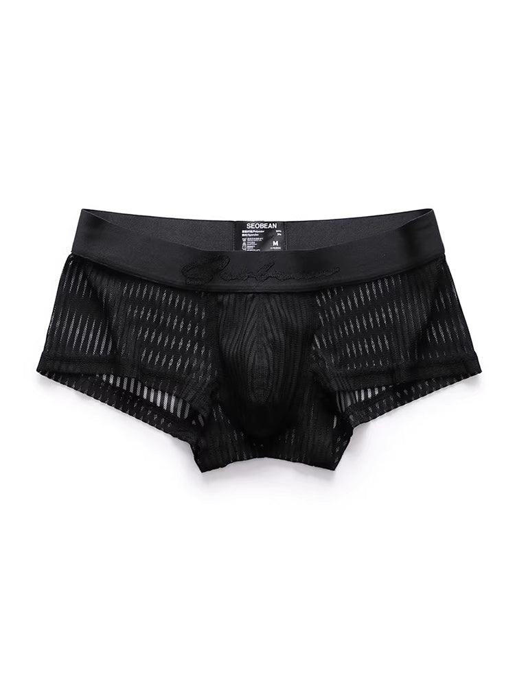3 Pack Men's Striped Mesh Trunks with Comfort Pouch