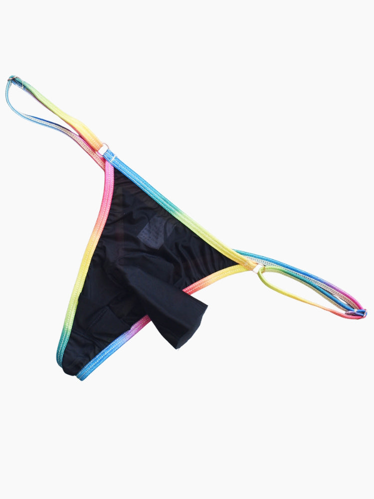 3 Pack Men's Ultra-Thin Sexy Smooth Breathable Contrast Waistband Strings