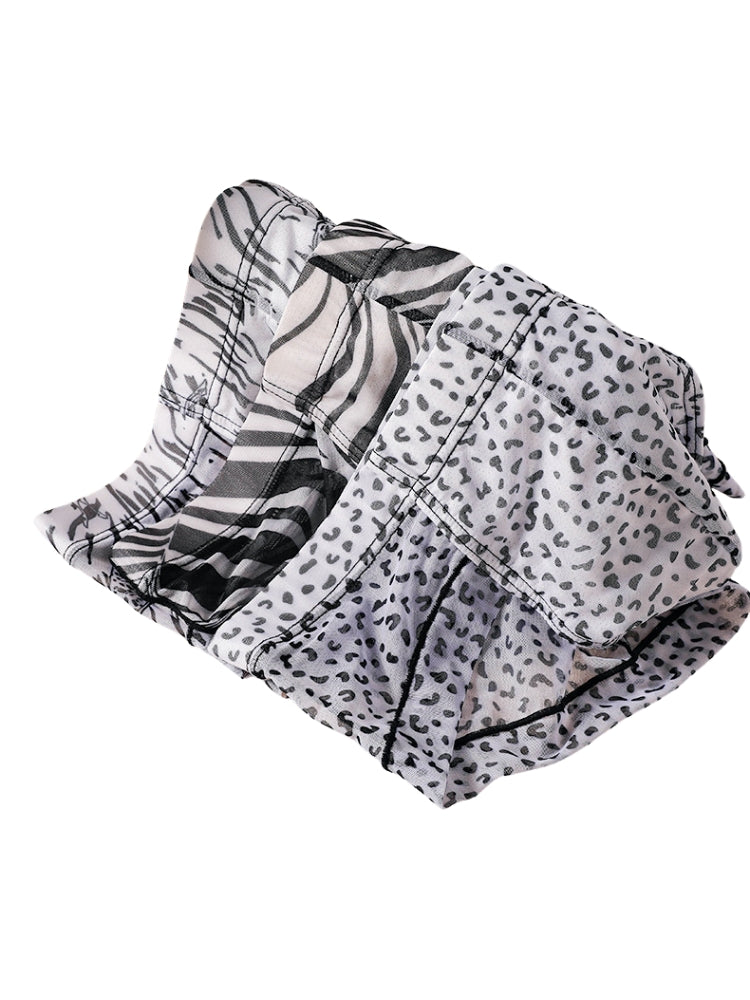 3 Pack Men's Ice-Silk Leopard Mesh Support Pouch Briefs