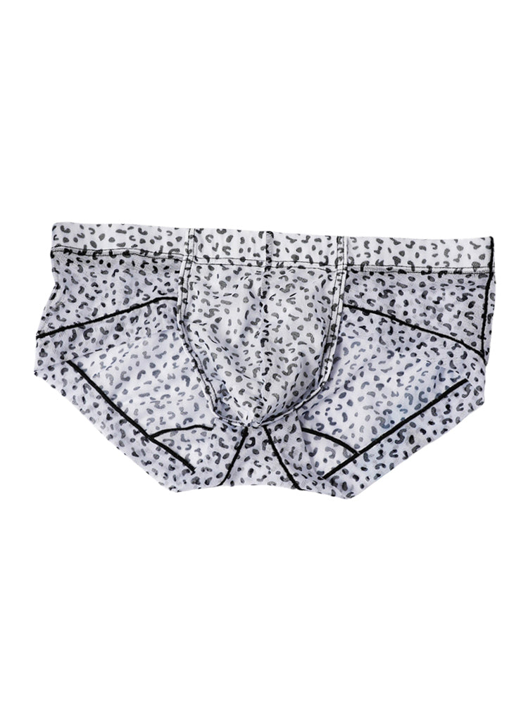 3 Pack Men's Ice-Silk Leopard Mesh Support Pouch Briefs