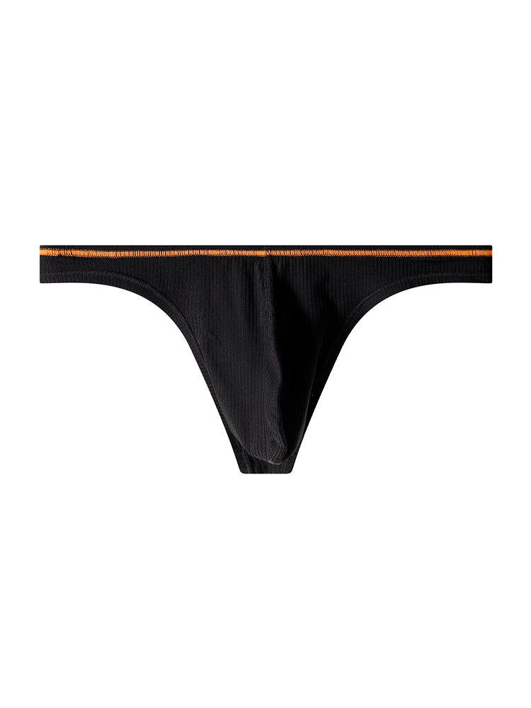 4 Pack Men's Low-Rise Solid Thongs with Reinforced Edging