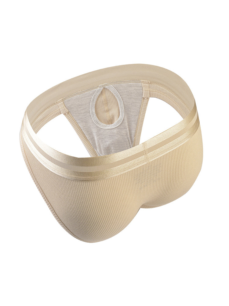 Men's Soft Cotton Blend Waffle Briefs with Separate Pouch and High-Leg Cut