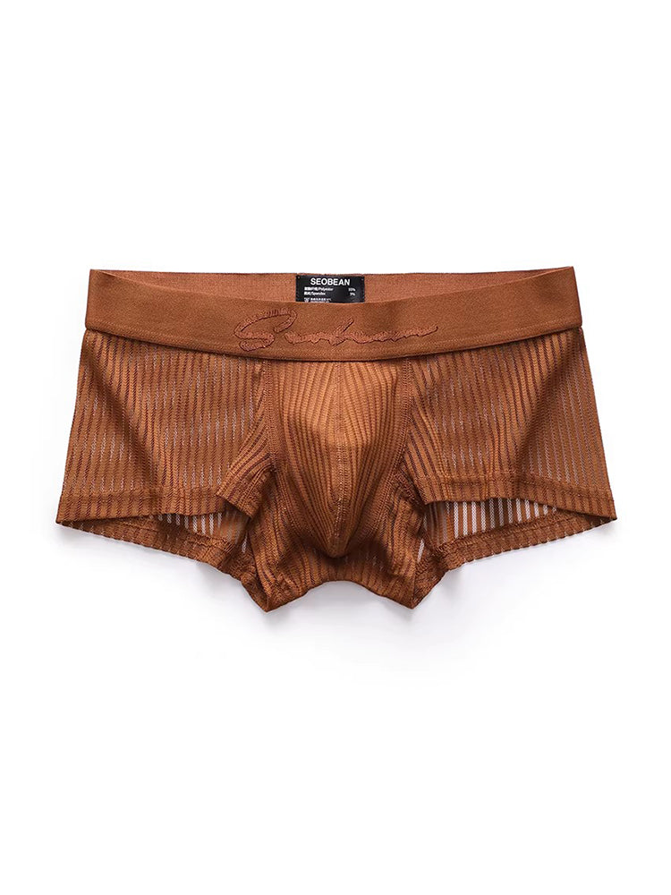 3 Pack Men's Striped Mesh Trunks with Comfort Pouch