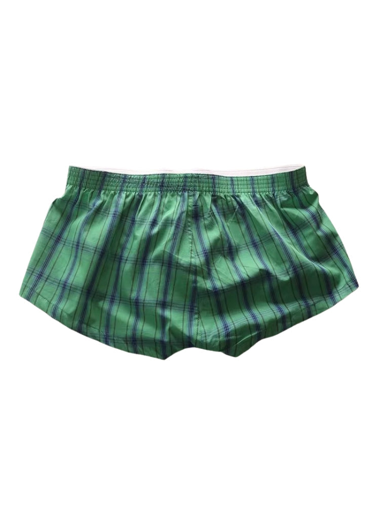 2 Pack Men's Cotton Plaid Boxers with 3D U-Pouch and Button Fly