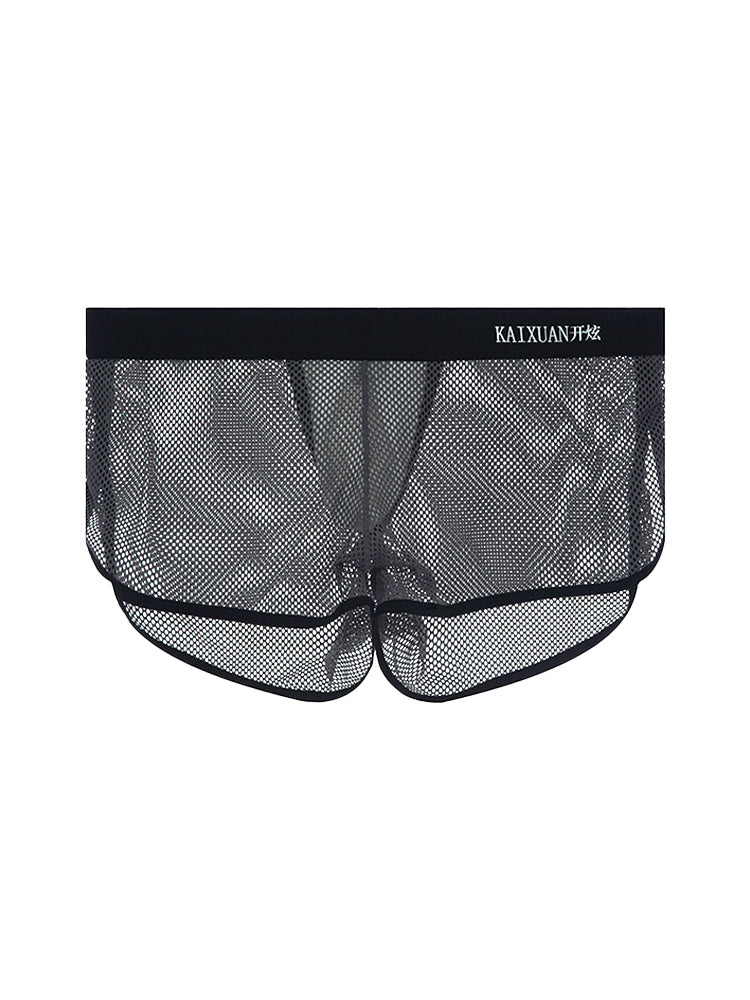 2 Pack Men's Mesh Breathable Solid Color Low-Rise Quick-Dry Fabric Boxers