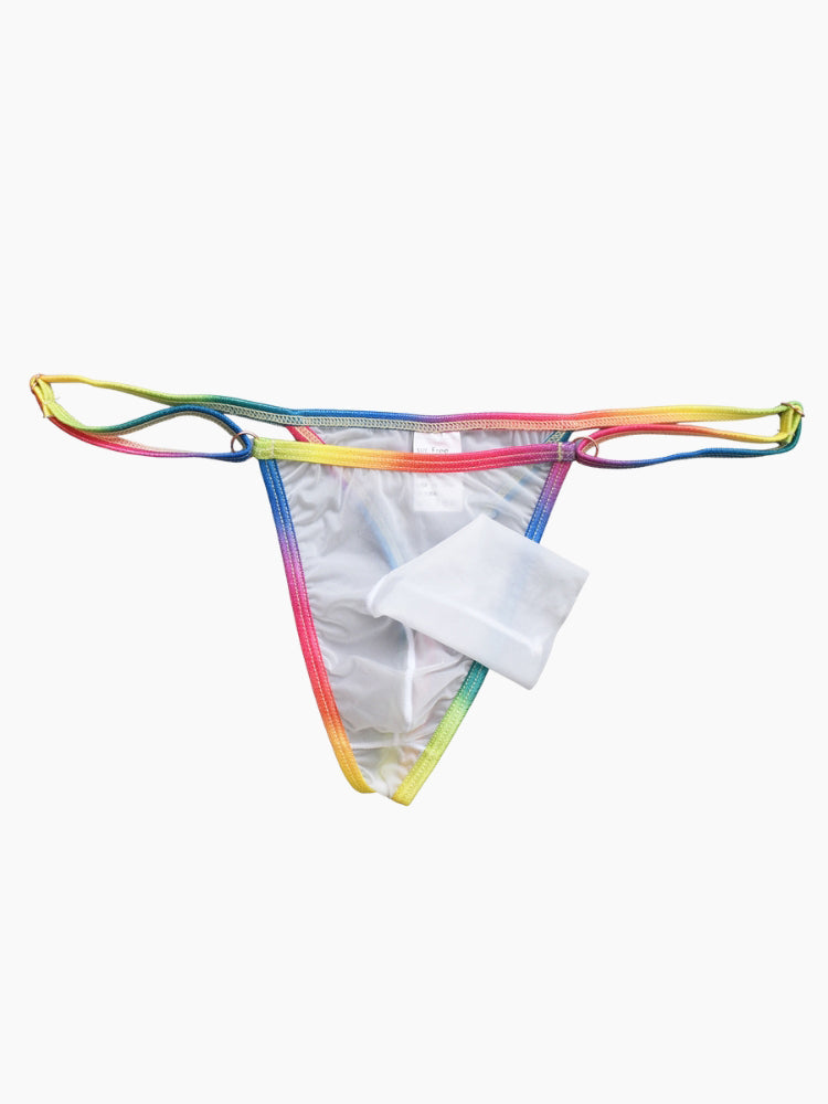 3 Pack Men's Ultra-Thin Sexy Smooth Breathable Contrast Waistband Strings