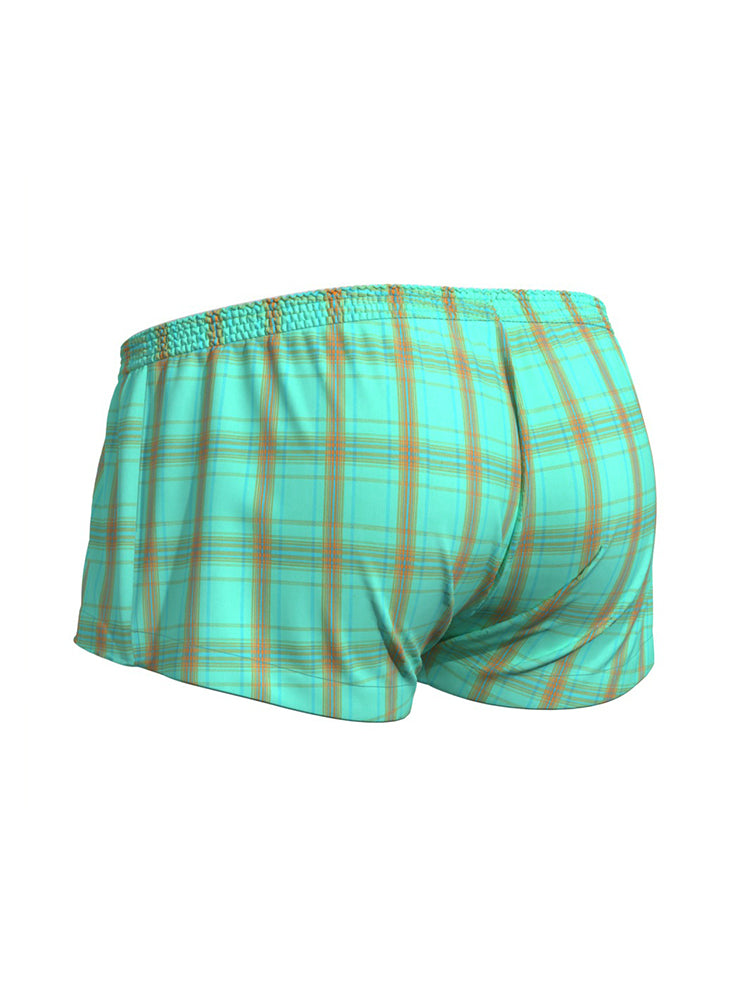 2 Pack Men's Cotton Plaid Boxers with 3D U-Pouch and Button Fly