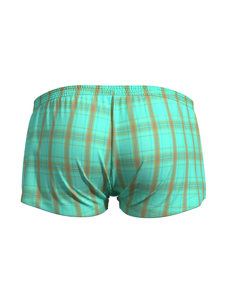 2 Pack Men's Cotton Plaid Boxers with 3D U-Pouch and Button Fly