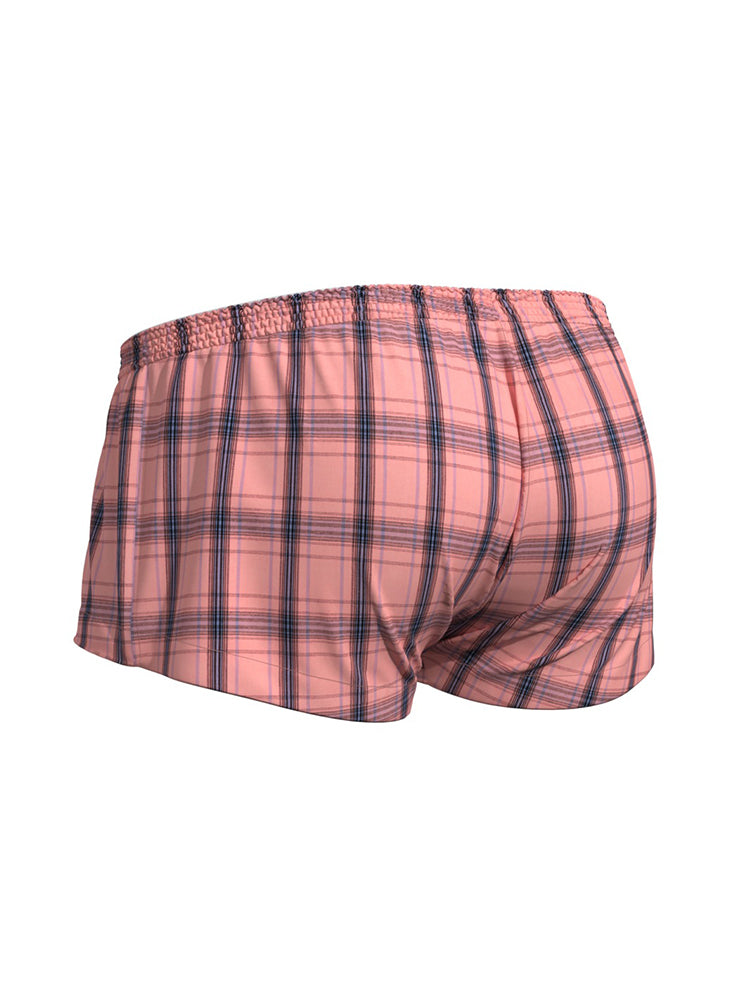 2 Pack Men's Cotton Plaid Boxers with 3D U-Pouch and Button Fly