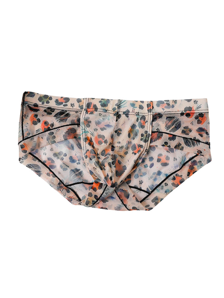 3 Pack Men's Ice-Silk Leopard Mesh Support Pouch Briefs