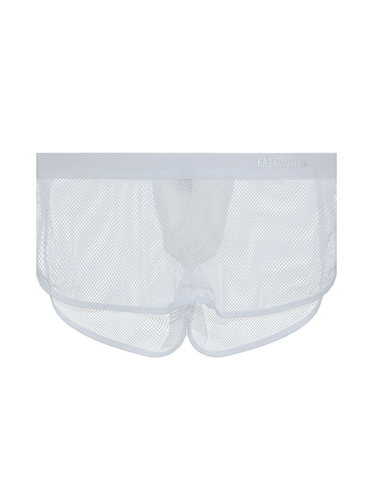 2 Pack Men's Mesh Breathable Solid Color Low-Rise Quick-Dry Fabric Boxers