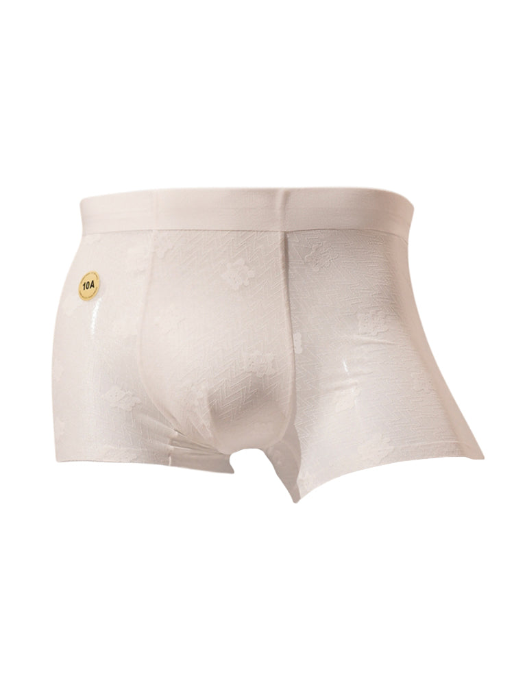 Men's 3D Pouch Vintage Lace Jacquard Mulberry Silk Breathable Trunks