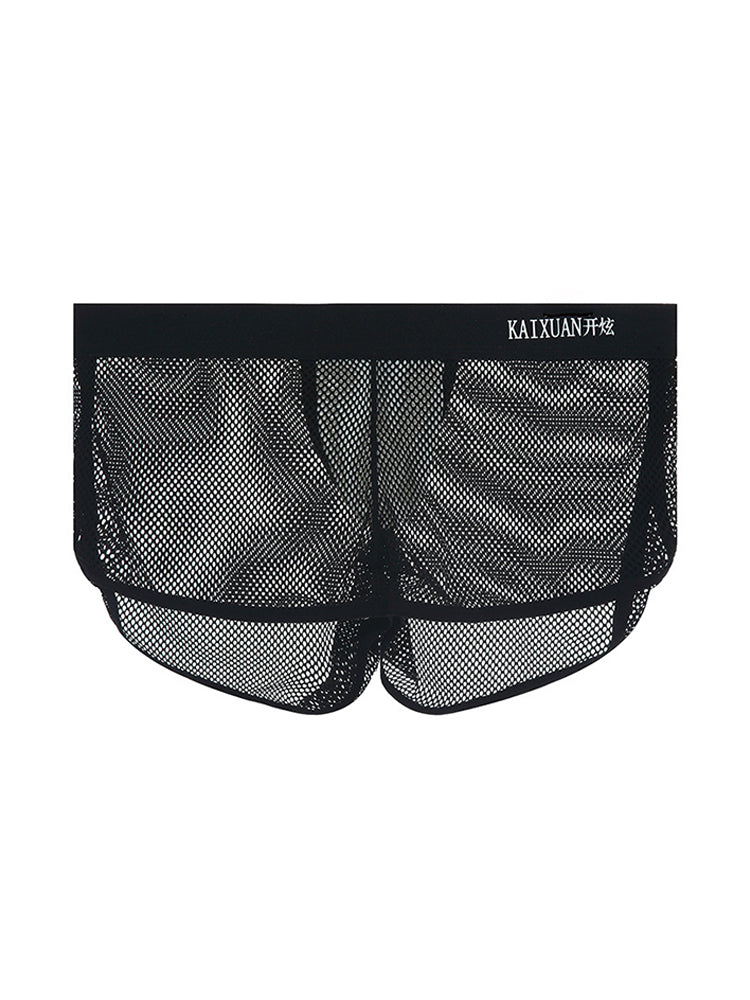 2 Pack Men's Mesh Breathable Solid Color Low-Rise Quick-Dry Fabric Boxers