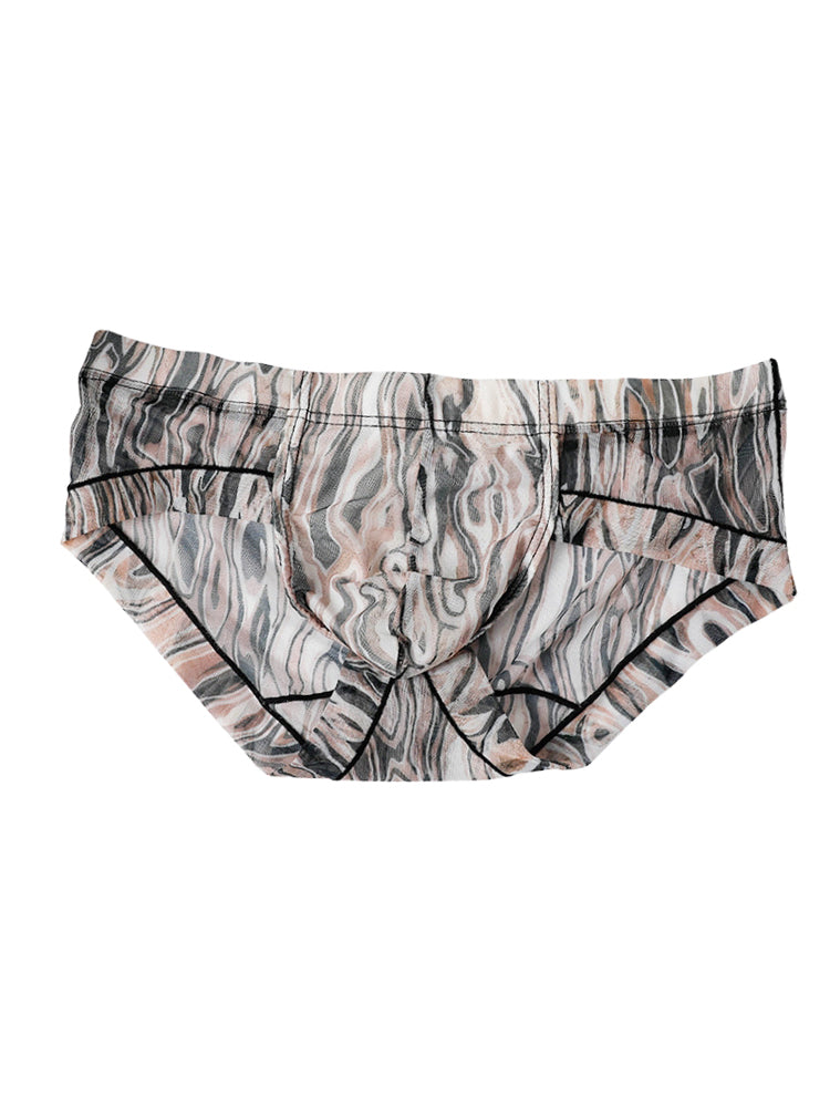 3 Pack Men's Ice-Silk Leopard Mesh Support Pouch Briefs