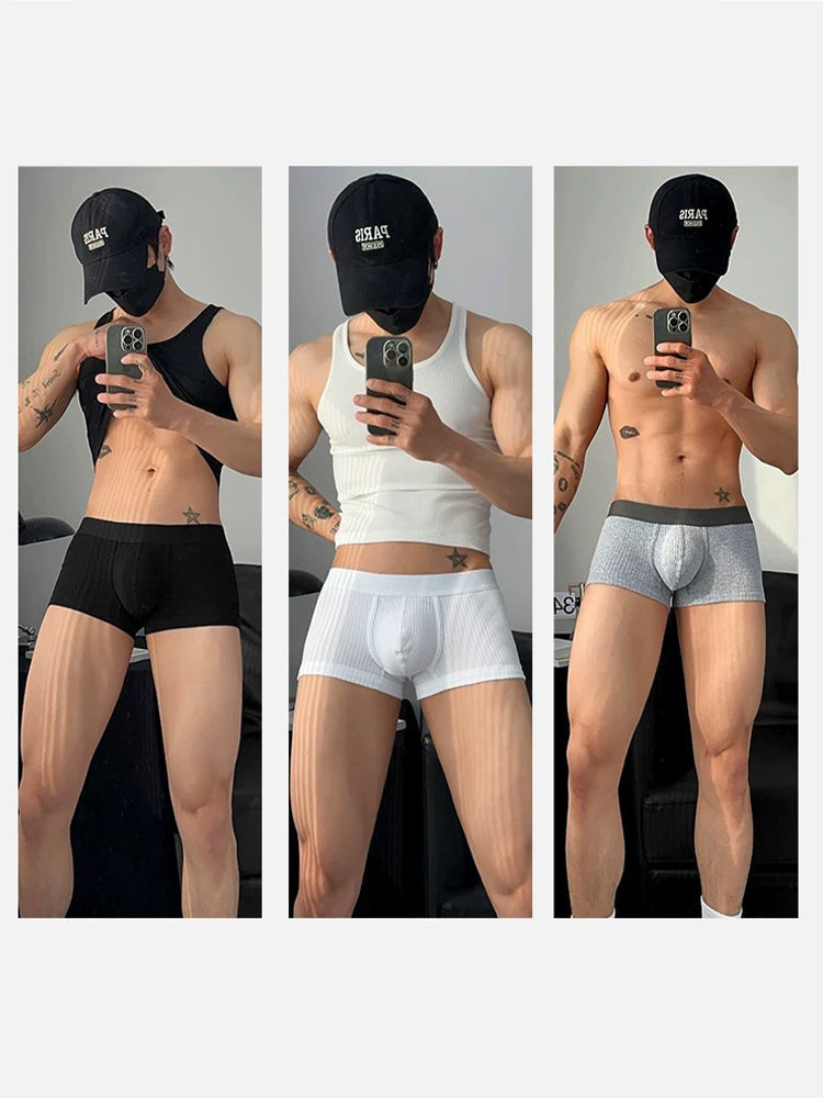 2 Pack Men's Ultra-Soft Premium Pure Cotton Comfy Waistband Seamless Trunks