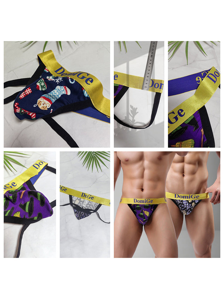 2 Pack Men's Fun Print Breathable Low-Rise Jockstrap