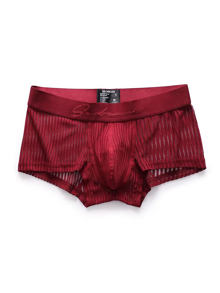 3 Pack Men's Striped Mesh Trunks with Comfort Pouch