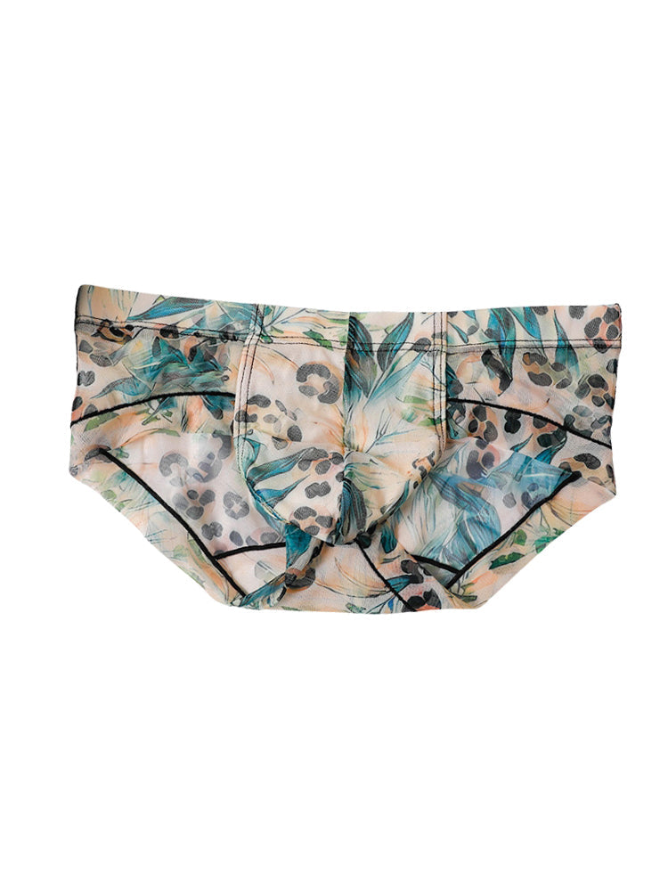 3 Pack Men's Ice-Silk Leopard Mesh Support Pouch Briefs