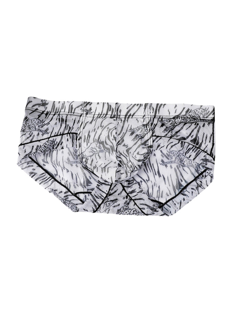 3 Pack Men's Ice-Silk Leopard Mesh Support Pouch Briefs