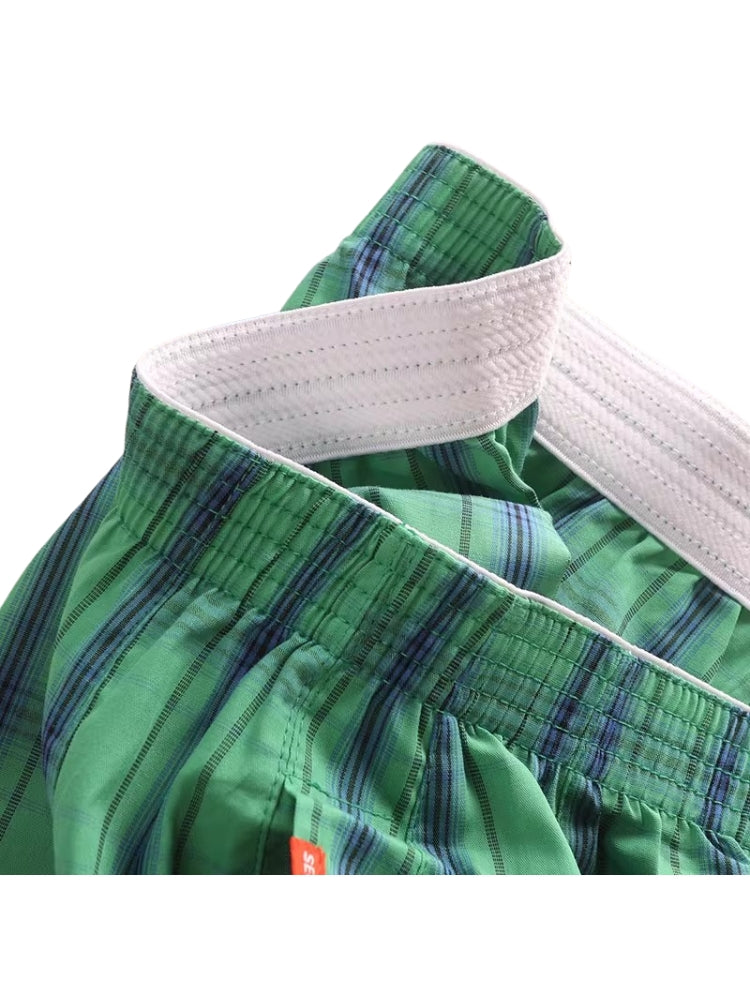 2 Pack Men's Cotton Plaid Boxers with 3D U-Pouch and Button Fly