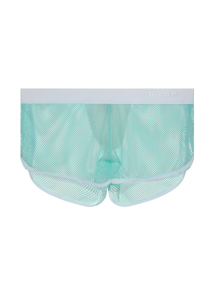 2 Pack Men's Mesh Breathable Solid Color Low-Rise Quick-Dry Fabric Boxers